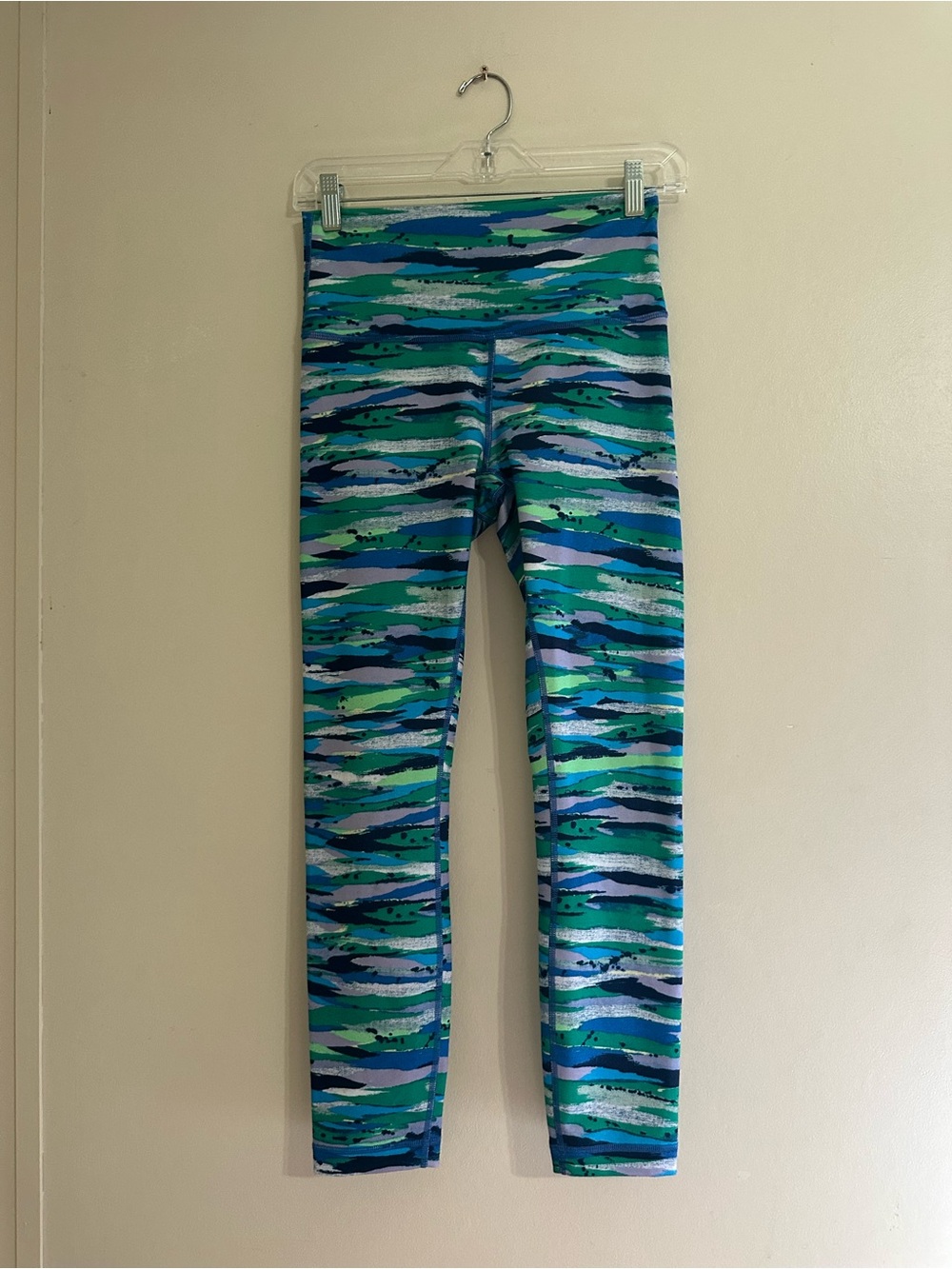 lululemon athletica Blue Green Striped Camo Leggings